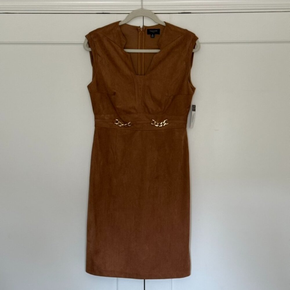 Faux Suede Tahari Camel Colored Dress Size 6